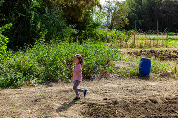child walking in the farm