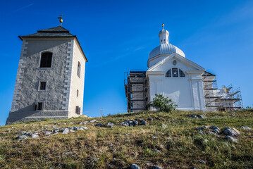 Holy Hill with Saint Sebastian chapel in Mikulov town in Czech Republic