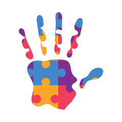 autism puzzle hand shape