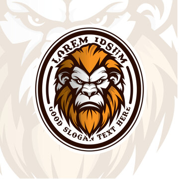 Gorilla head logo mascot, monkey logo badge, gorilla monkey icon vector, badge emblem vintage style.