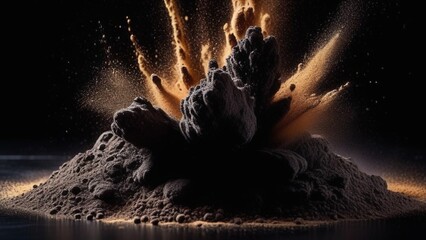 abstract texture of coal dust in black and brown color - obrazy, fototapety, plakaty