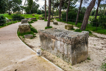 Tomb in Neapolis archaeological park of Syracuse, Sicily Island in Italy