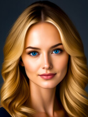 Fototapeta premium A woman with long blonde hair and blue eyes