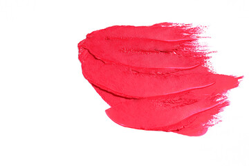 Red lipstick smash on white background