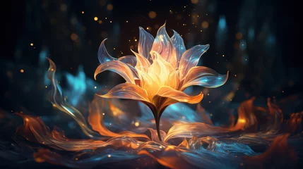 Fotobehang fire flower flame burning torch. © PaulShlykov