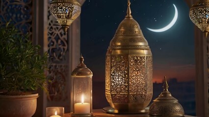 An artistic image congratulating the blessed month of Ramadan. - obrazy, fototapety, plakaty