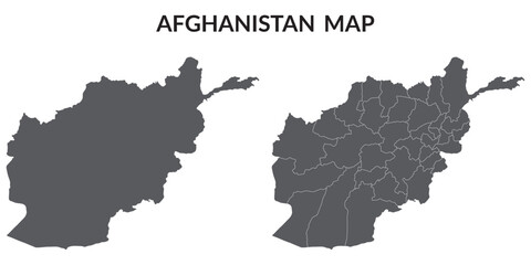 Afghanistan map. Map of Afghanistan in grey set - obrazy, fototapety, plakaty