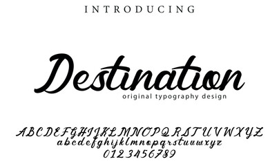 Destination Font Stylish brush painted an uppercase vector letters, alphabet, typeface