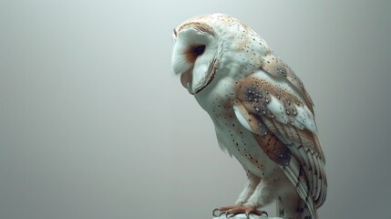 Beautiful owl sitting on a white background, with space for text
