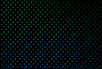 Dark blue, green vector template with poker symbols.