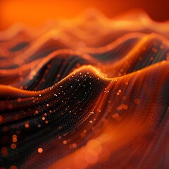 Orange Black Gradient Background with 3D Wavy Surface