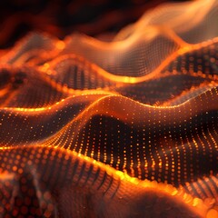Orange Black Gradient Background with 3D Wavy Surface
