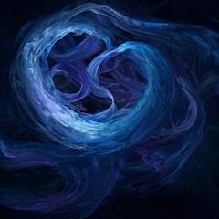 Fototapeta premium Blue and Purple Abstract Waves Rotating on Dark Background