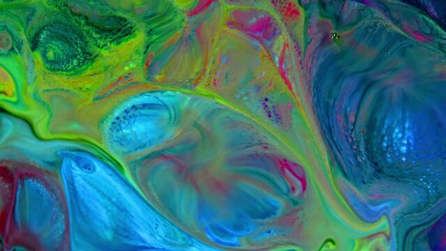 Slow Motion Macro Abstract Pattern Artistic Concept Color Surface Moving Surface Liquid Paint Splashing Art Design Texture.