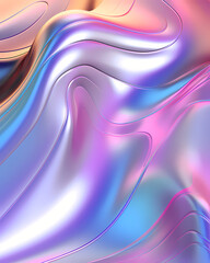 Liquid metal texture abstract background with soft neon colors - Wave design banner - 757604764