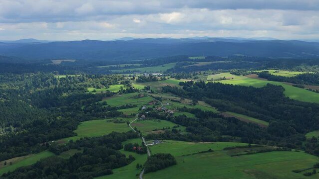 Beautiful Landscape Forest Mountains Bieszczady Bircza Aerial View Poland