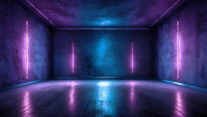 Tekstura grunge ultrafiolet, puste pomieszczenie 3d. Puste miejsce - obrazy, fototapety, plakaty