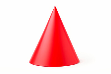 Red Plastic Cone on White Background
