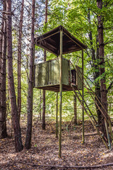 Watch tower in abandoned military base in Chernobyl Exclusion Zone, Ukraine