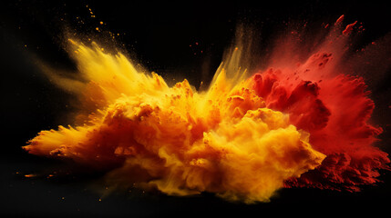 Colorful Powder Explosion - Red, Yellow And Orange Powder