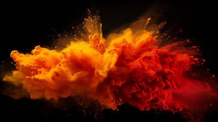 Colorful Powder Explosion - Red, Yellow And Orange Powder