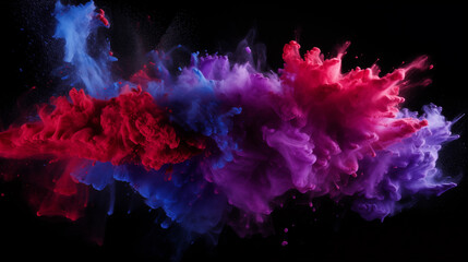 Colorful Powder Explosion - Red, Blue And Purple Powder