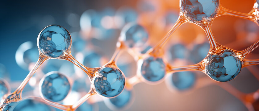 Abstract Molecular Structure. Artificial Intelligence Intricate Molecular Structure, Blurred Background and High Depth Of Field