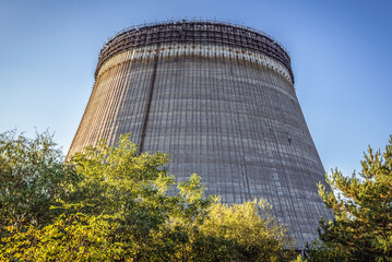 Cooling tower of Chernobyl Nuclear Power Plant in Chernobyl Exclusion Zone, Ukraine