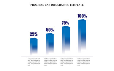 Horizontal progress 3D bar graph infographic template design