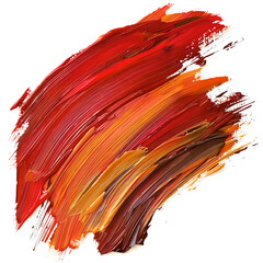thick red, and orange, acrylic oil paint brush stroke on a white background