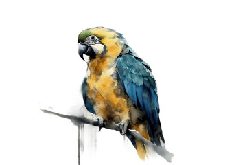 parrot background Yellow Watercolor blue