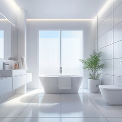 Elegant Modern Bathroom Interior, Minimalist Decor