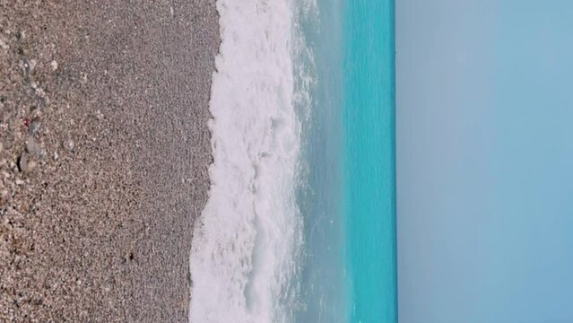 View of the amazing Oludeniz beach and the Blue Lagoon, the best beach in Turkey, Fethiye. Kidrak Beach. Mediterranean bays with blue water. Oludeniz Lagoon. Turkey. 4K