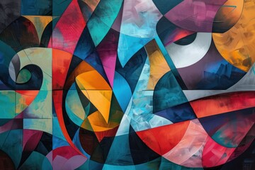 Abstract art representation of emotions blending vibrant colors with geometric shapes
