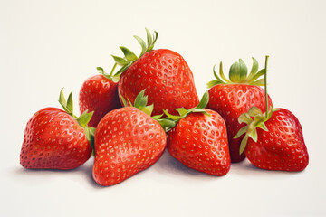 Watercolor illustration of ripe strawberries on white background
