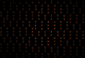 Dark yellow, orange vector texture with ABC characters.