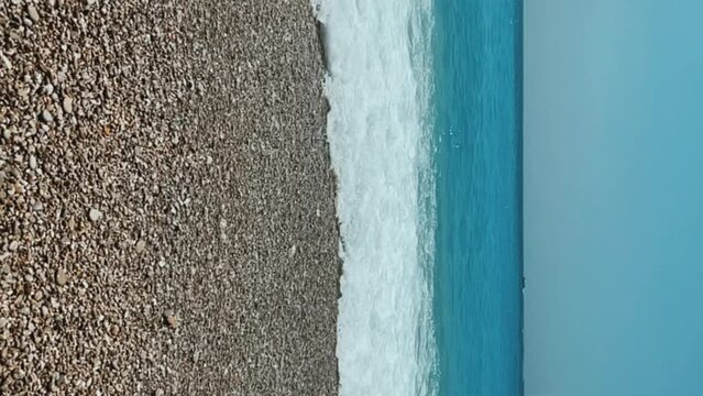 View of the amazing Oludeniz beach and the Blue Lagoon, the best beach in Turkey, Fethiye. Kidrak Beach. Mediterranean bays with blue water. Oludeniz Lagoon. Turkey. 4K