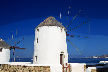 Fantastic windmills of Mykonos - one of the best landmarks od amazing Greek islands