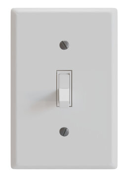 One switch with white base and two metal screws. Isolated. Transparent background for composition.