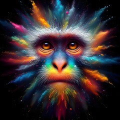 A mesmerizing 3D render of a monkey's face.
 - obrazy, fototapety, plakaty