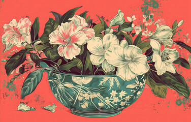 Ilustracja kwiatów w wazonie