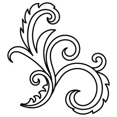 Thin line vintage corner. Medieval period of the Victorian dynasty. Fancy black monogram frame design element abstract icon collection Flower simple symbol