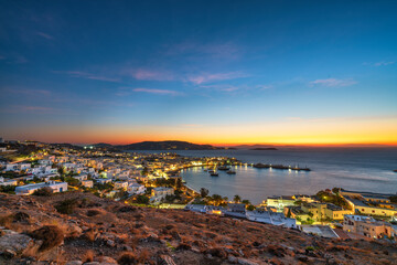 Coast of Mykonos town at sunset. Greece. Europe