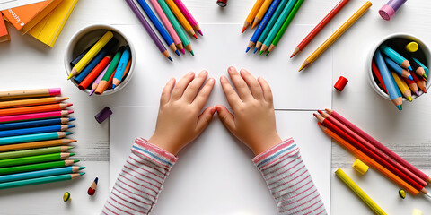 hands holding colorful pencils