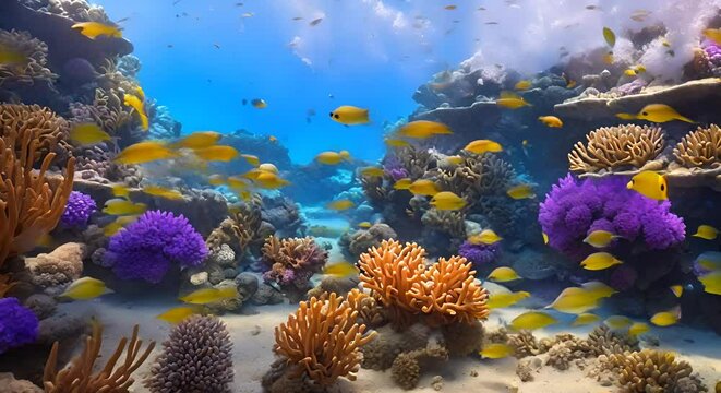 Enchanting Underwater Oasis, A Futuristic Coral Reef Symphony. Seamless looping 4K time-lapse virtual video animation background