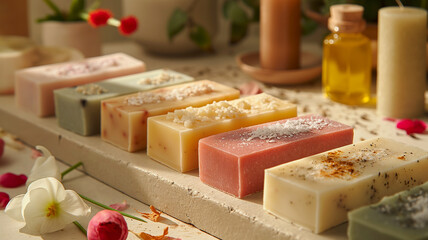 Homemade, fragrant fruit soaps, lifestyle photo