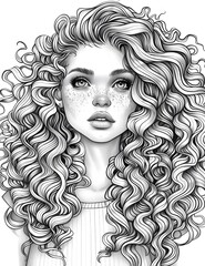 Curly Hairstyle Illustration