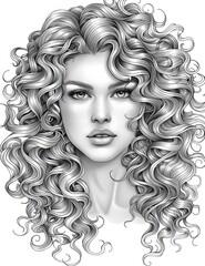 Curly Hairstyle Illustration