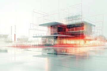 A futuristic building covered in intricate lines and patterns, showcasing advanced architectural design.