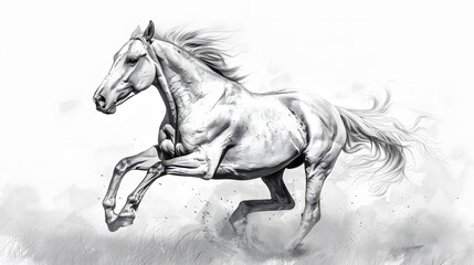 Horse Coloring Page in black and white
